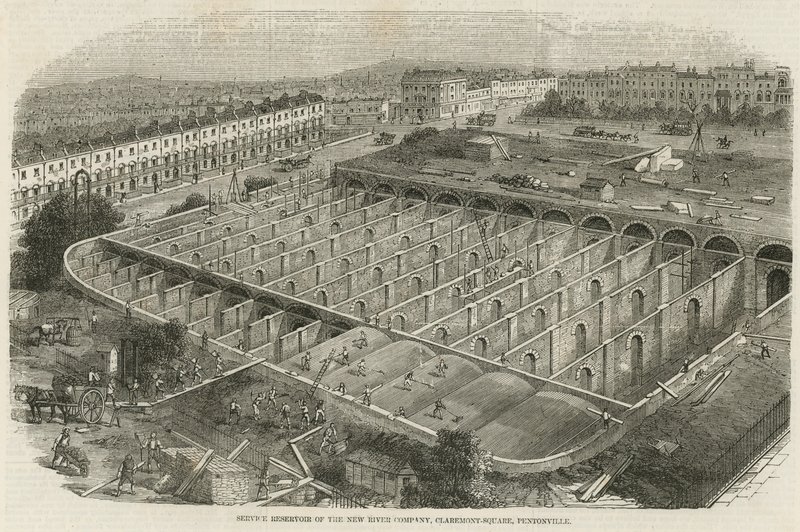 Neues Reservoir der New River Company, Claremont Square, Pentonville von English School