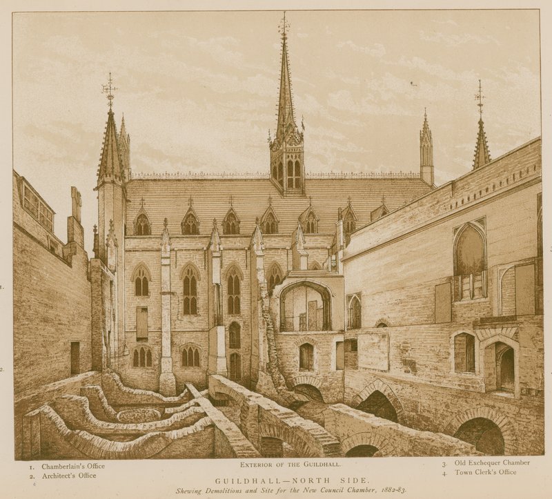 Nordseite der Guildhall, London von English School