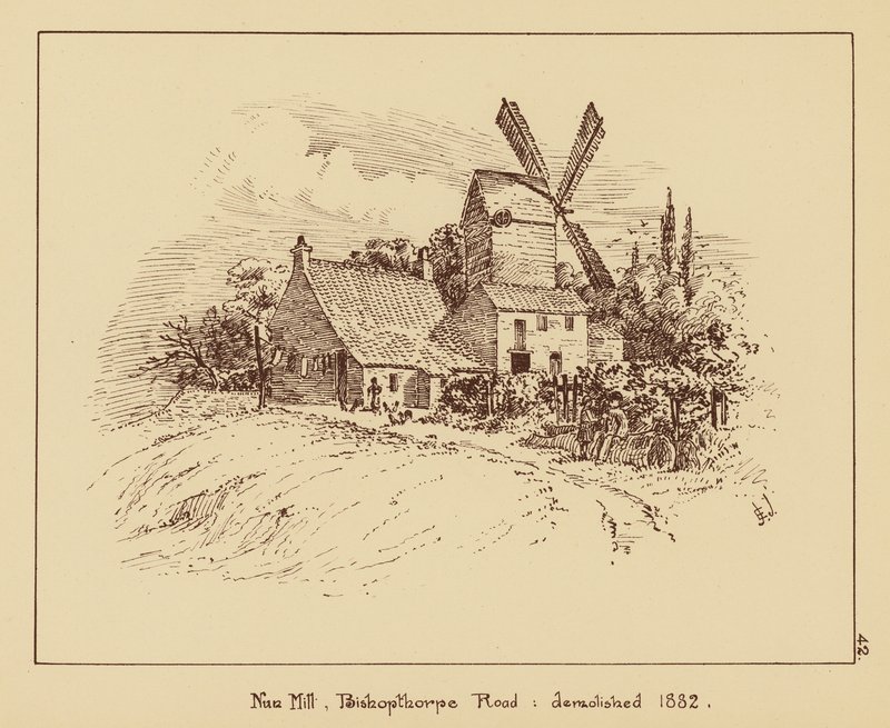 Nonnenmühle, Bishopthorpe Road, abgerissen 1882 von English School