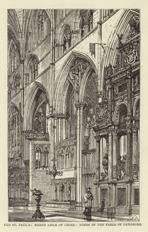 Alte St. Pauls, Nordschiff des Chors, Gräber der Earls of Pembroke von English School