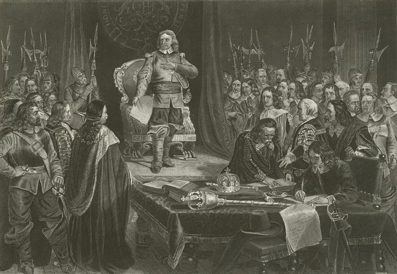 Oliver Cromwell lehnt die Krone von England ab, 1657 von English School