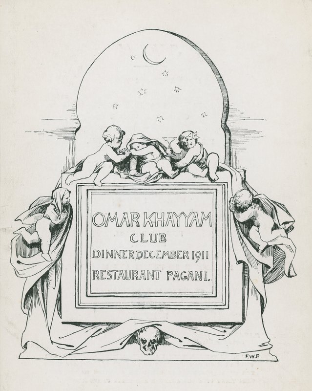 Omar Khayyam Club Dinner, Dezember 1911, im Paganis Restaurant von English School