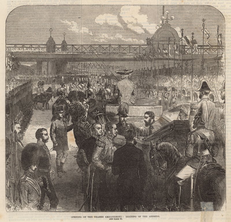 Eröffnung der Themse-Uferpromenade; Verlesung der Ansprache von English School