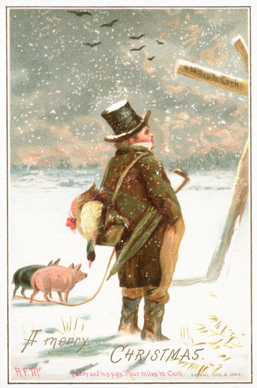 Paddy und seine Schweine, 4 Meilen nach Cork, Weihnachtskarte von English School