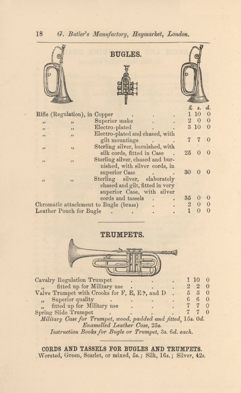 Seite aus G Butlers Illustriertem Katalog der Musikinstrumente von English School