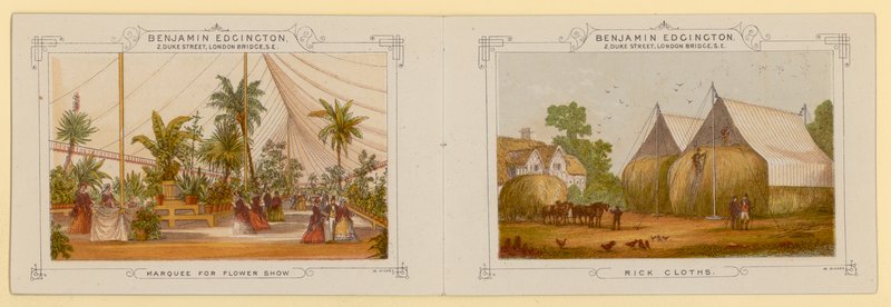 Seite aus dem Katalog von Zelten von Benjamin Edgington aus Southwark, London von English School