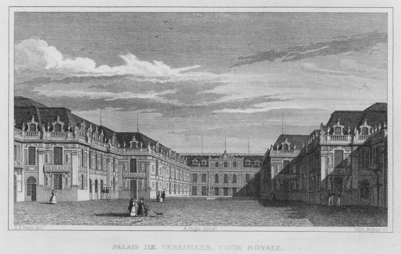 Paris, Palais De Versailles, Cour Royale (Gravur) von English School