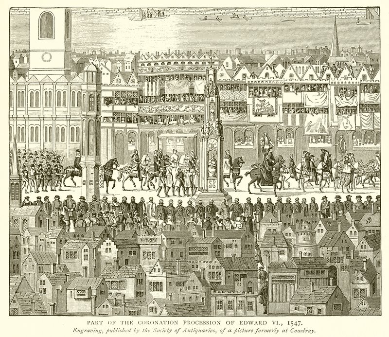 Teil der Krönungsprozession von Edward VI, 1547 von English School