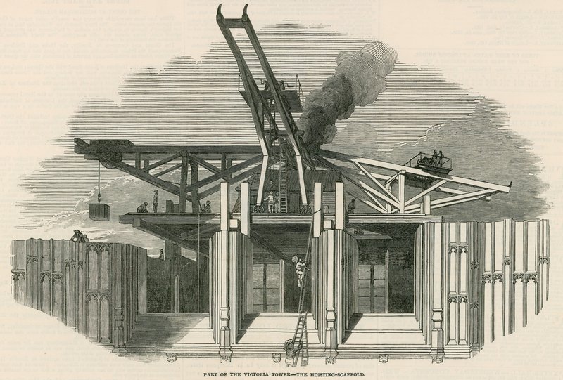 Teil des Victoria-Turms - das Hebegerüst von English School