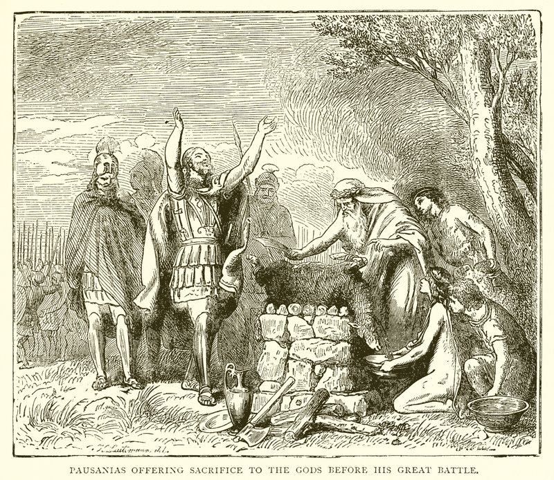Pausanias opfert den Göttern vor seiner großen Schlacht von English School