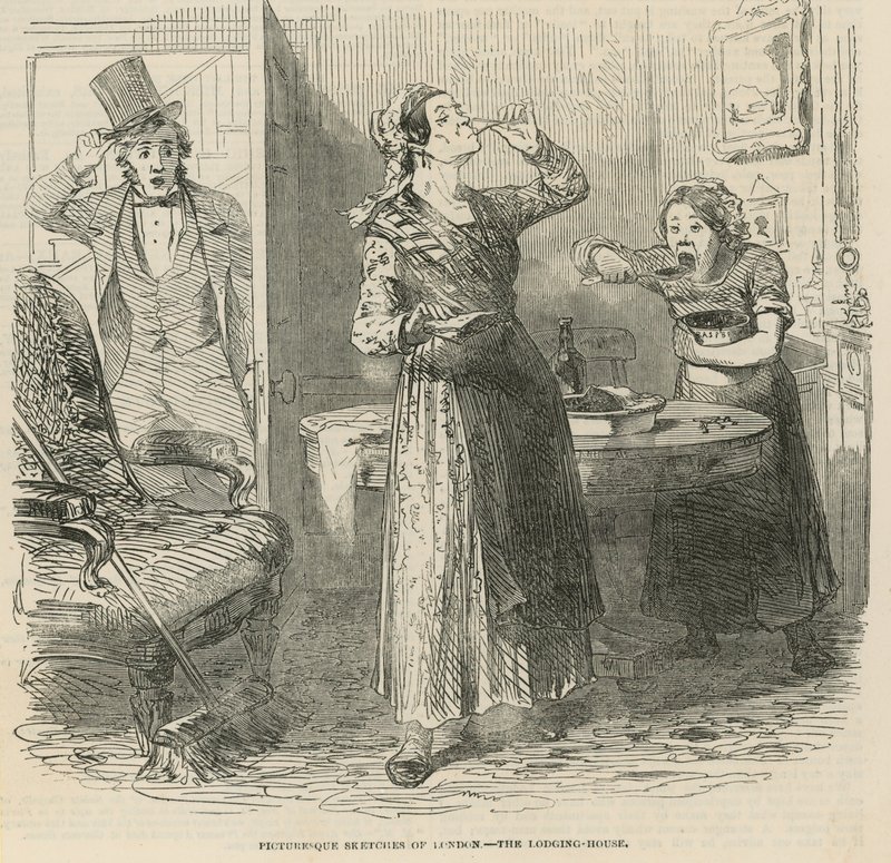 Malerische Skizzen von London - das Wohnhaus von English School