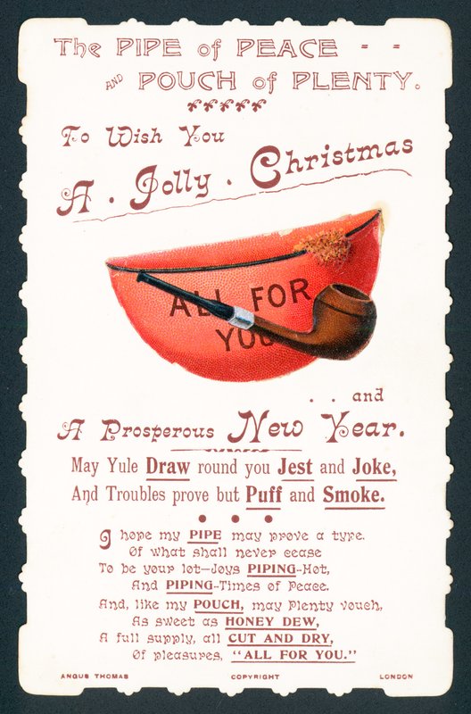 Pfeife und Beutel, Weihnachtskarte von English School