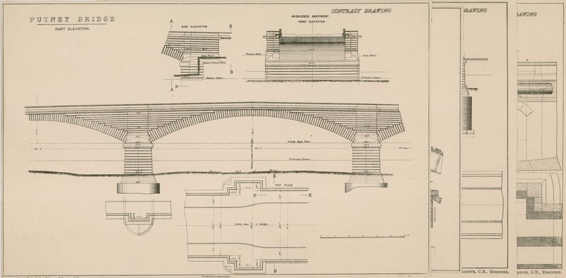 Plan der Putney-Brücke von English School