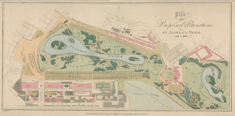 Plan der vorgeschlagenen Änderungen im St Jamess Park, London von English School