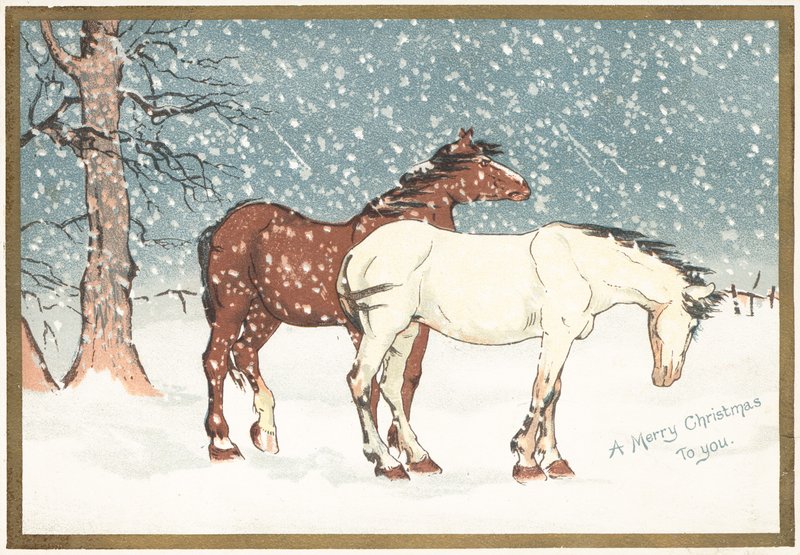 Ponys im Schnee, Weihnachtskarte von English School