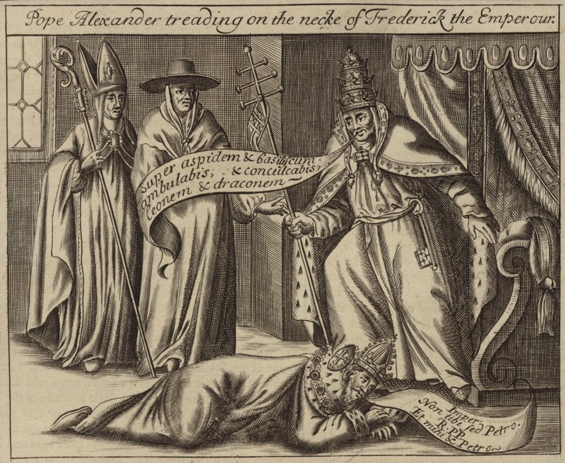 Papst Alexander tritt auf den Nacken von Kaiser Friedrich von English School