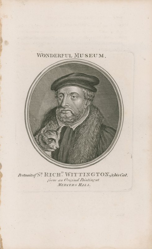 Porträt von Sir Richard Whittington und seiner Katze von English School