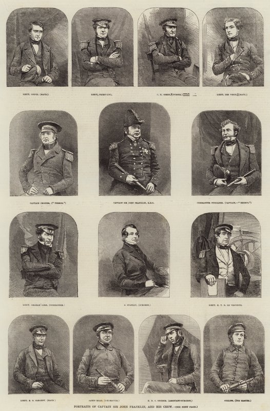 Porträts von Kapitän Sir John Franklin und seiner Crew von English School