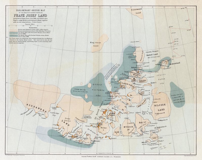Vorläufige Skizzenkarte der Inselgruppe Franz-Josef-Land von English School