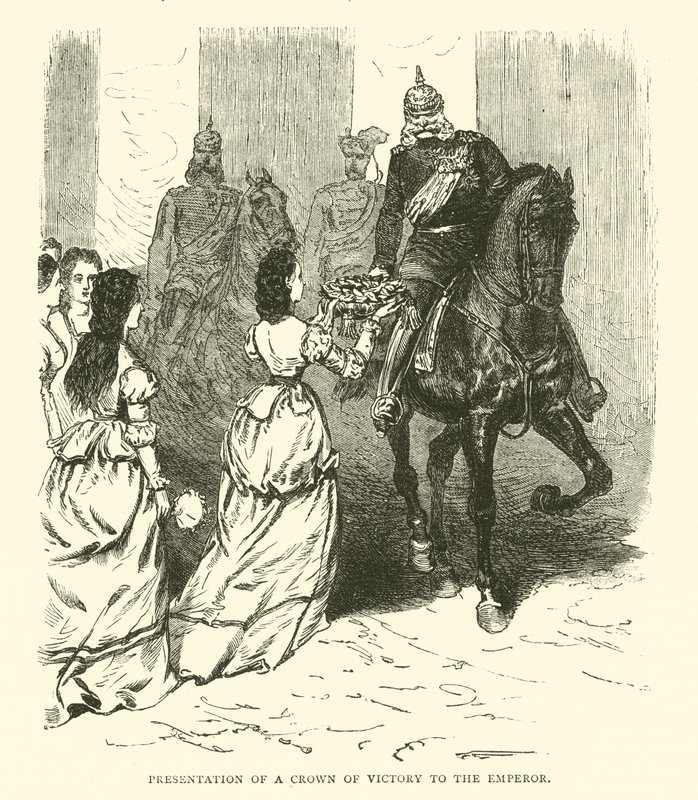Überreichung einer Siegeskrone an den Kaiser, März 1871 von English School