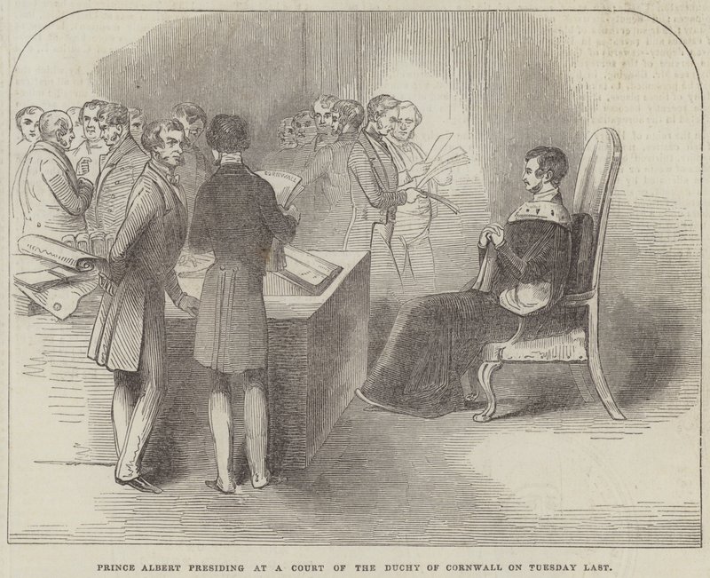 Prinz Albert leitet ein Gericht des Herzogtums Cornwall am vergangenen Dienstag (Stich) von English School