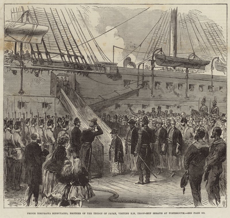 Prinz Tokugawa Minbutaiho besucht die Serapis in Portsmouth von English School