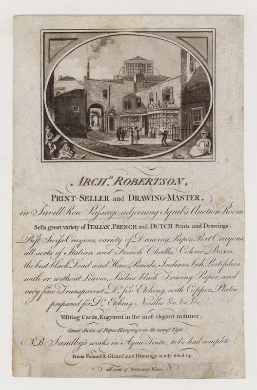 Druckverkäufer und Zeichenlehrer, Archibald Robertson, Visitenkarte von English School