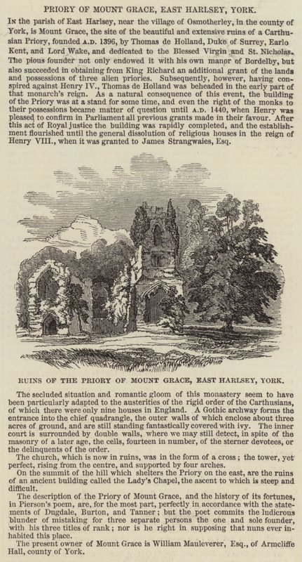 Priorat von Mount Grace, East Harlsey, York (Gravur) von English School
