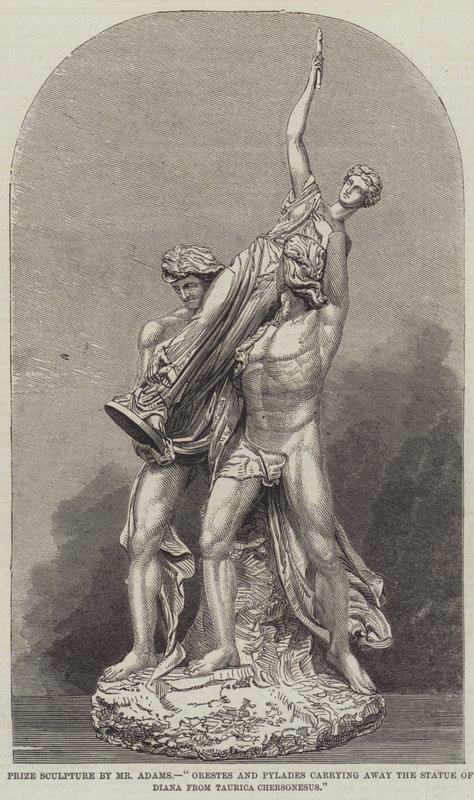 Preisskulptur von Mr. Adams, "Orestes und Pylades tragen die Statue der Diana aus Taurica Chersonesus weg" von English School