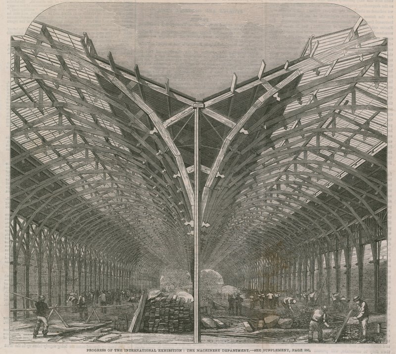 Fortschritt am International Exhibition Building; Die Maschinenabteilung von English School