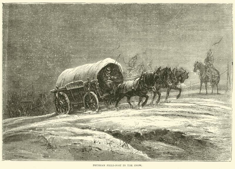 Preußische Feldpost im Schnee, Oktober 1870 von English School