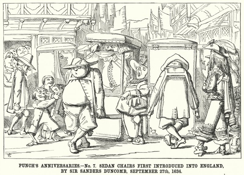 Punchs Jubiläen - Nr. 7. Sänften erstmals in England eingeführt von Sir Sanders Duncomb, 27. September von English School