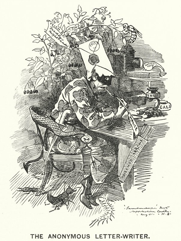 Punch-Karikatur: Der anonyme Briefschreiber von English School
