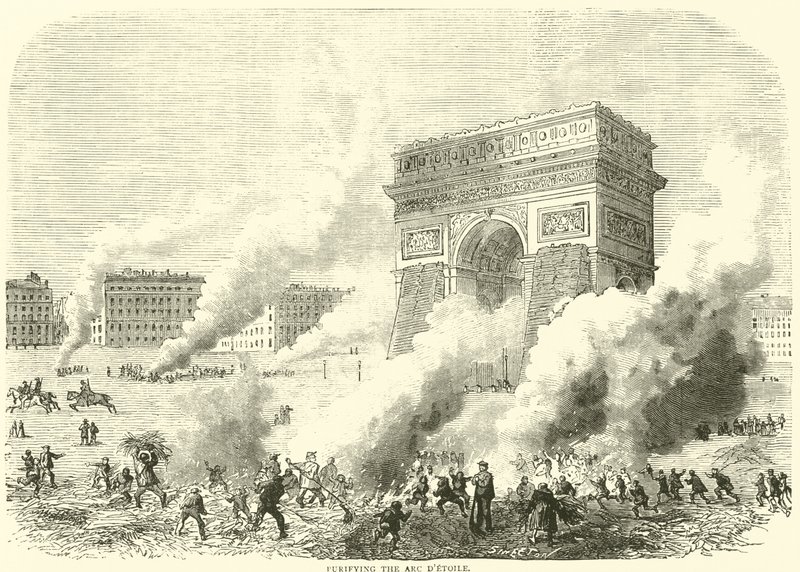 Reinigung des Arc de Triomphe, März 1871 von English School