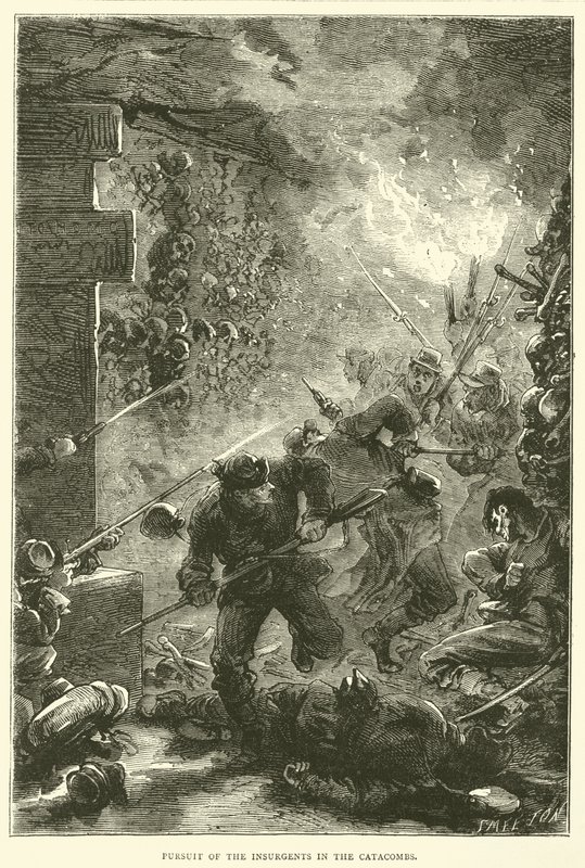 Verfolgung der Aufständischen in den Katakomben, Mai 1871 von English School