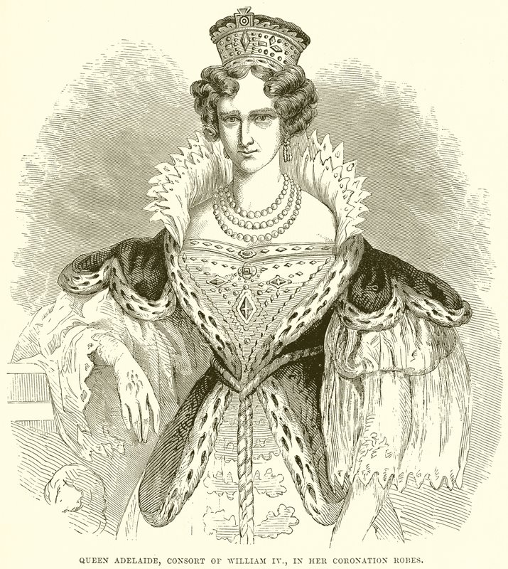 Königin Adelaide, Gemahlin von William IV, in ihren Krönungsroben von English School