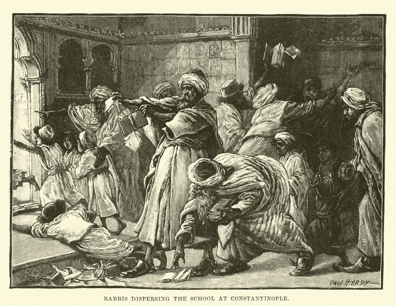 Rabbiner zerstreuen die Schule in Konstantinopel von English School