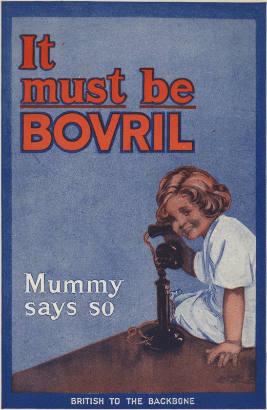 Rückseite des Bovril-Handbuchs und Kriegstagebuchs von English School