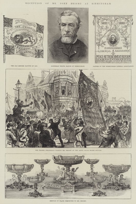 Empfang von Mr. John Bright in Birmingham (Gravur) von English School