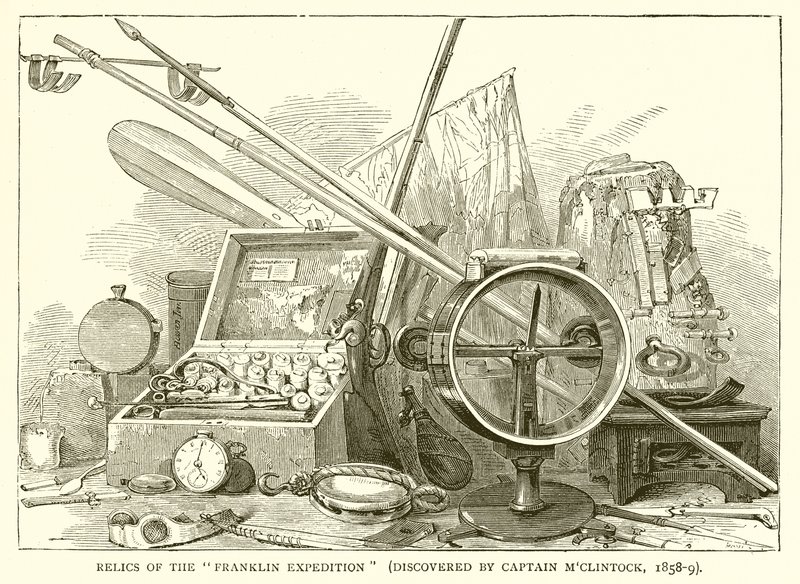 Relikte der Franklin-Expedition (entdeckt von Kapitän MClintock, 1858-9) von English School