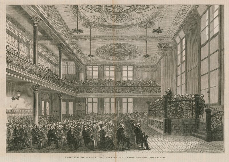 Wiedereröffnung der Exeter Hall, London, durch die Young Men