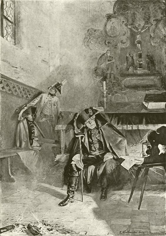 Zurückgewiesen bei Torgau - Friedrich wartet auf den Morgen (Gravur) von English School