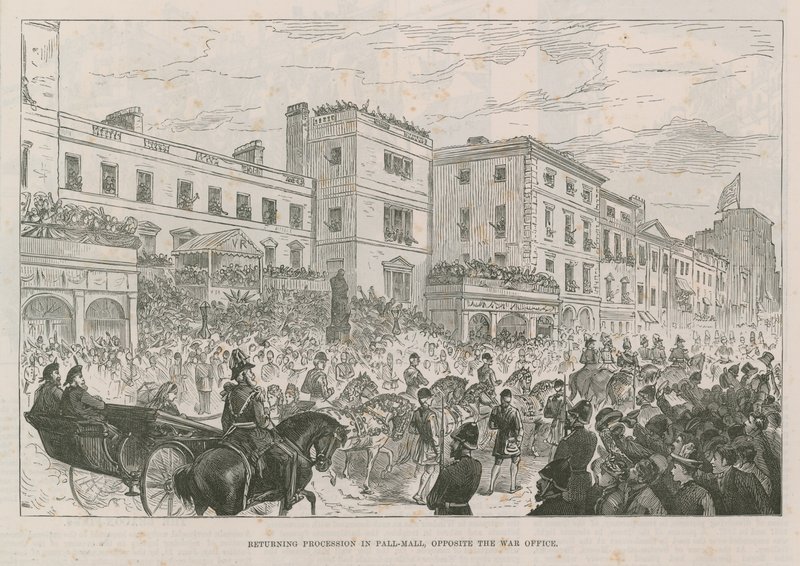 Rückkehrende Prozession in der Pall Mall von English School