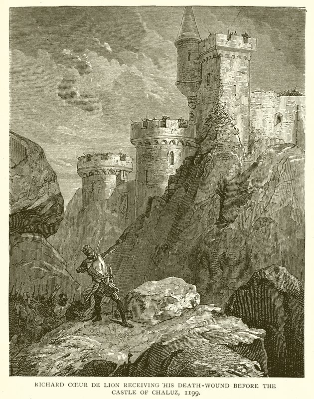 Richard Löwenherz erhält seine Todeswunde vor der Burg Chaluz, 1199 von English School