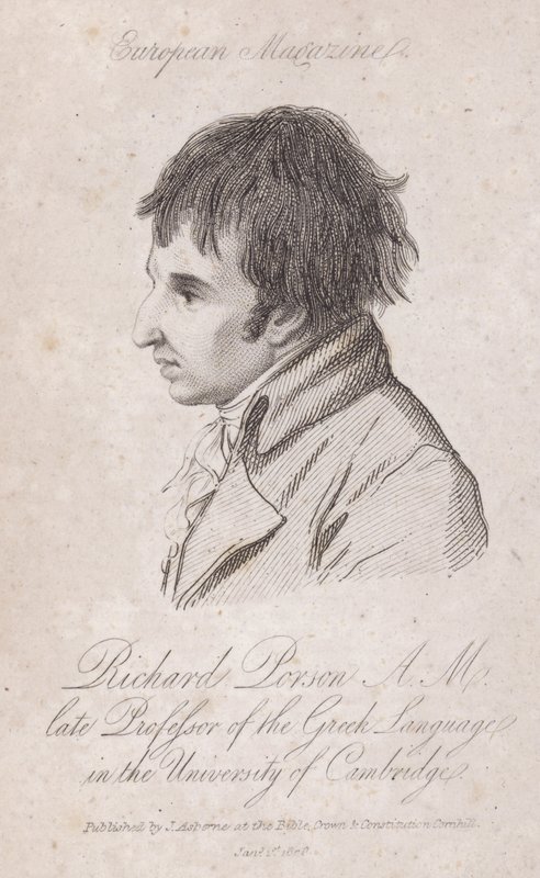 Richard Porson, englischer Gelehrter, Professor für Griechisch am Trinity College, Cambridge von English School