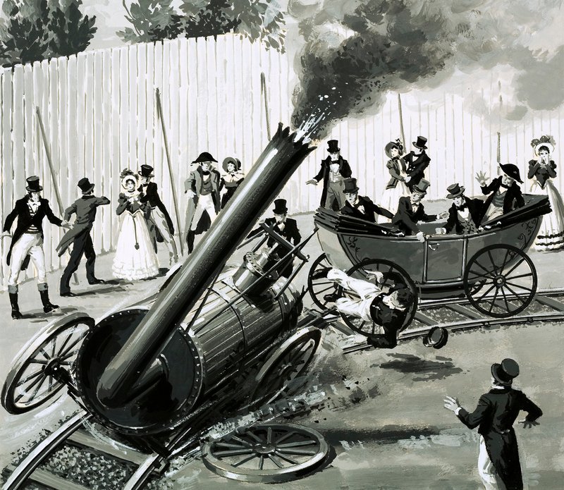 Richard Trevithick baute eine kleine Kreisbahn in London, um die Menschen mit dem Eisenbahnverkehr vertraut zu machen von English School