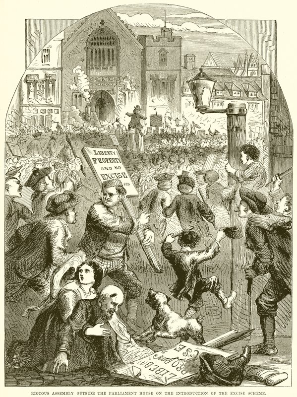 Aufruhr vor dem Parlament bei der Einführung des Verbrauchssteuerplans von English School
