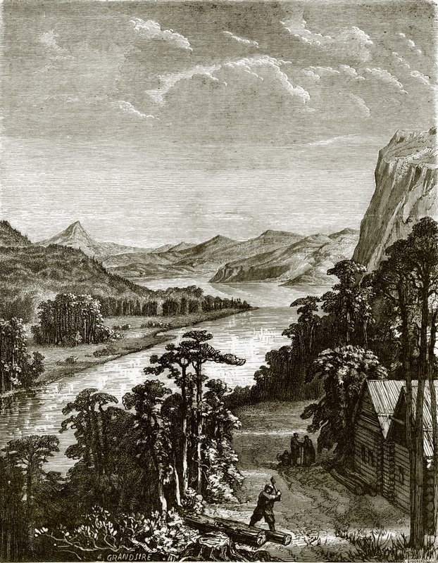 Fluss Amur und King-Gan-Berge von English School
