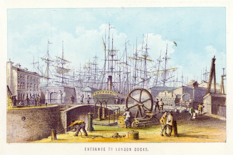 Themse: Eingang zu den Londoner Docks von English School