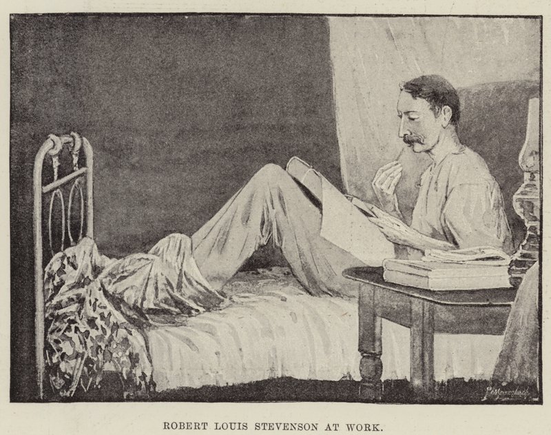 Robert Louis Stevenson bei der Arbeit von English School